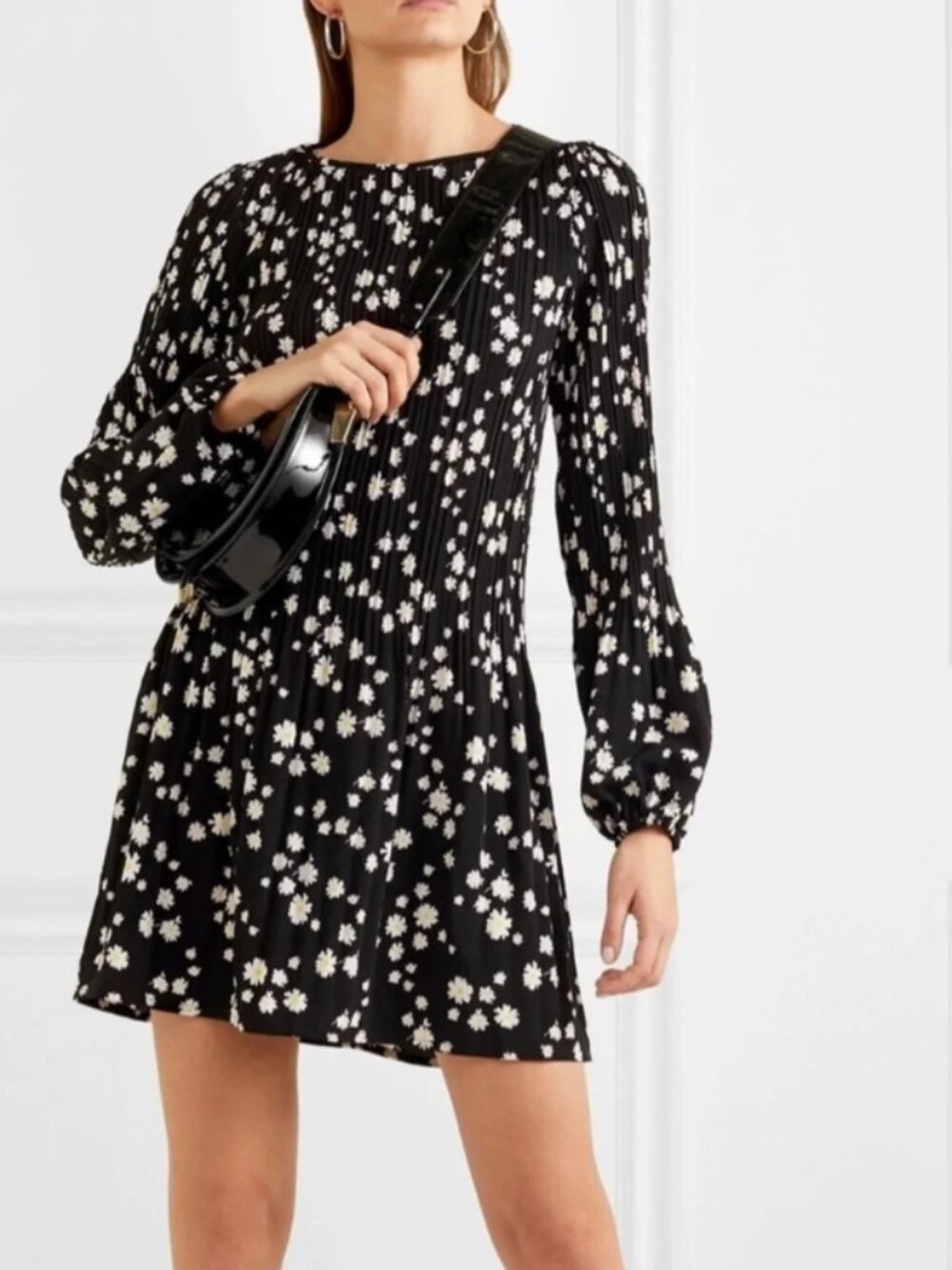 Maje Rockiz Daisy Print Pleated Dress (1/S)
